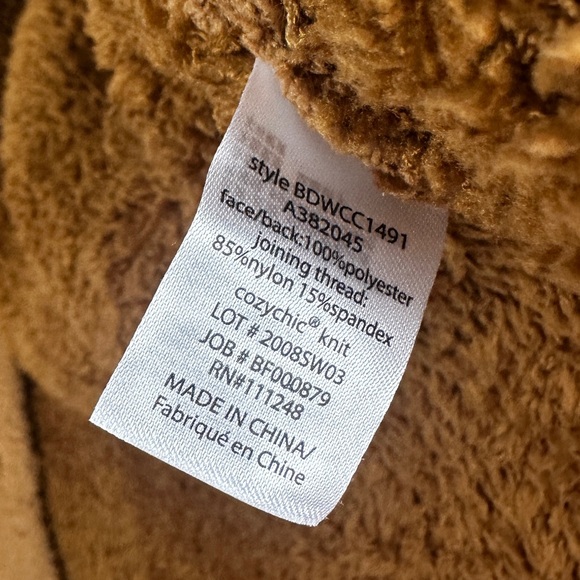 Barefoot Dreams Cozy Chic shearling cardi collared jacket honey/cream - Picture 5 of 6